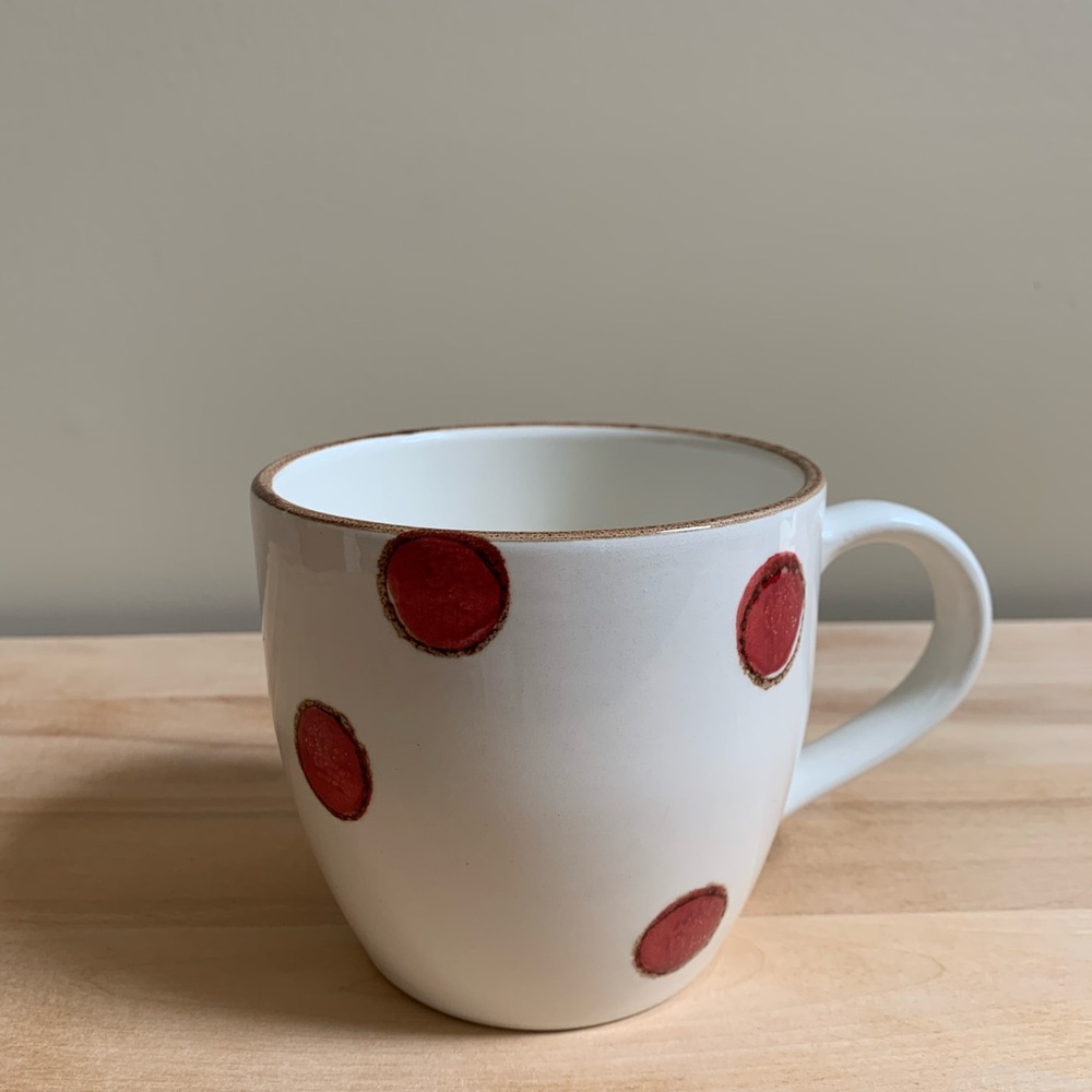 Portuguese Ceramic Mug with Red Dots